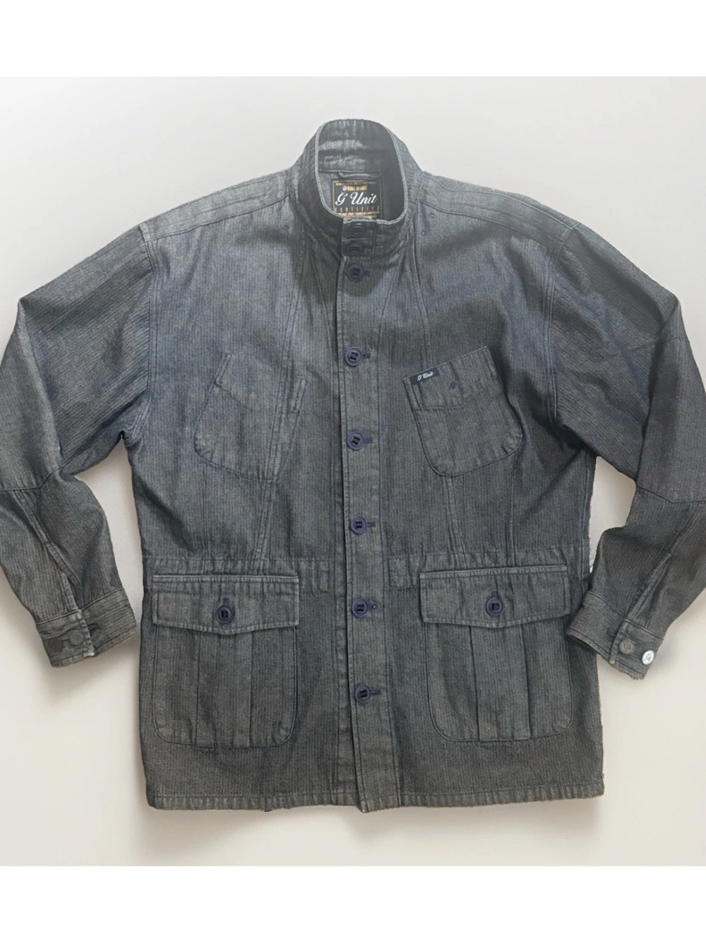 Men's Dark Gray Button-Up Jacket - Size L